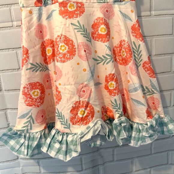 Toddler Girls 2T( S) Okie & Lou Orange Green Floral Plaid Sleeveless Dress - Picture 7 of 11